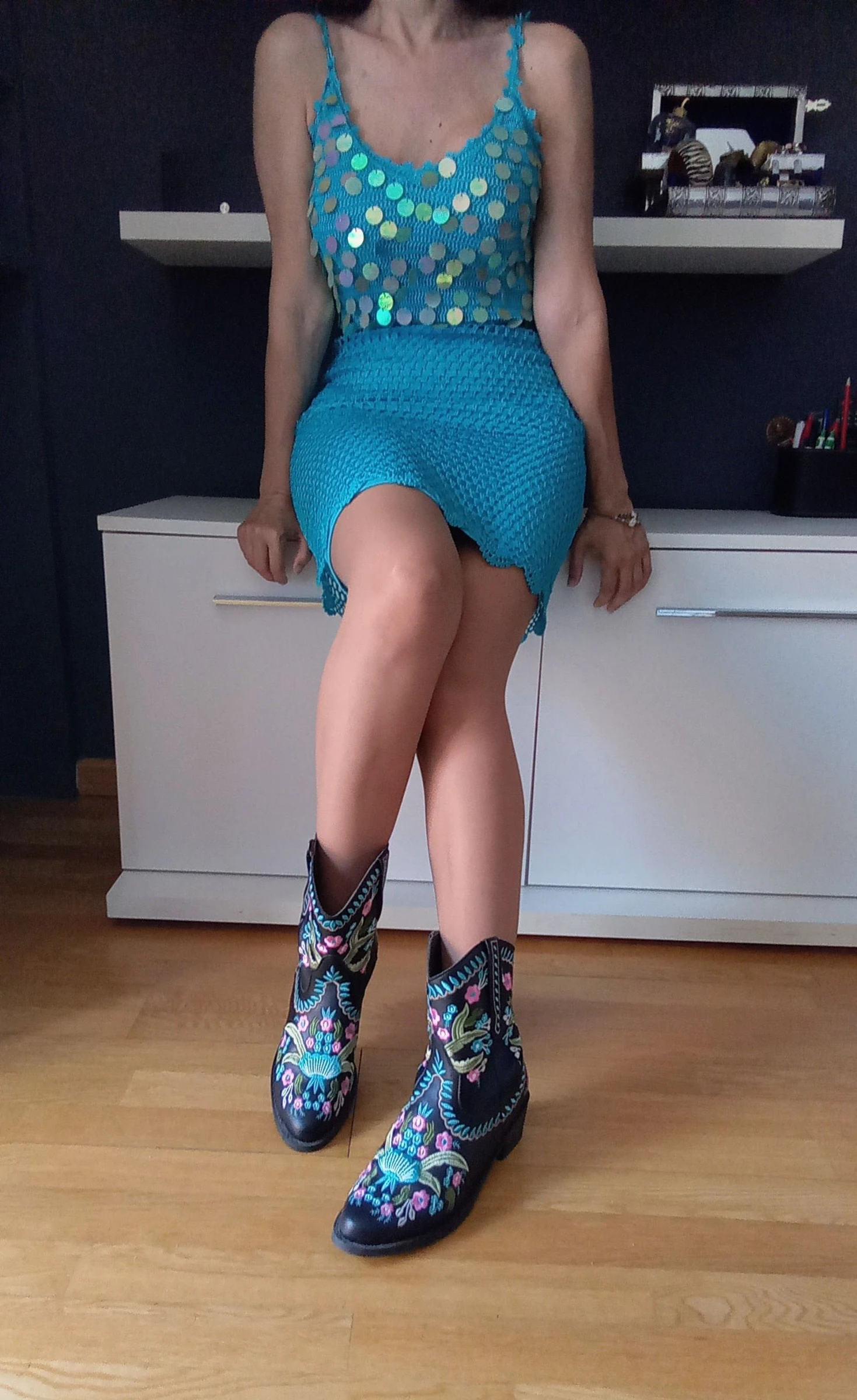 Bohemisch chique turquoise crochet jurk – photo 13